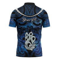 Personalized Maori Matariki Manaia Zipper Polo Shirt Maori Kowhaiwhai Pattern Galaxy