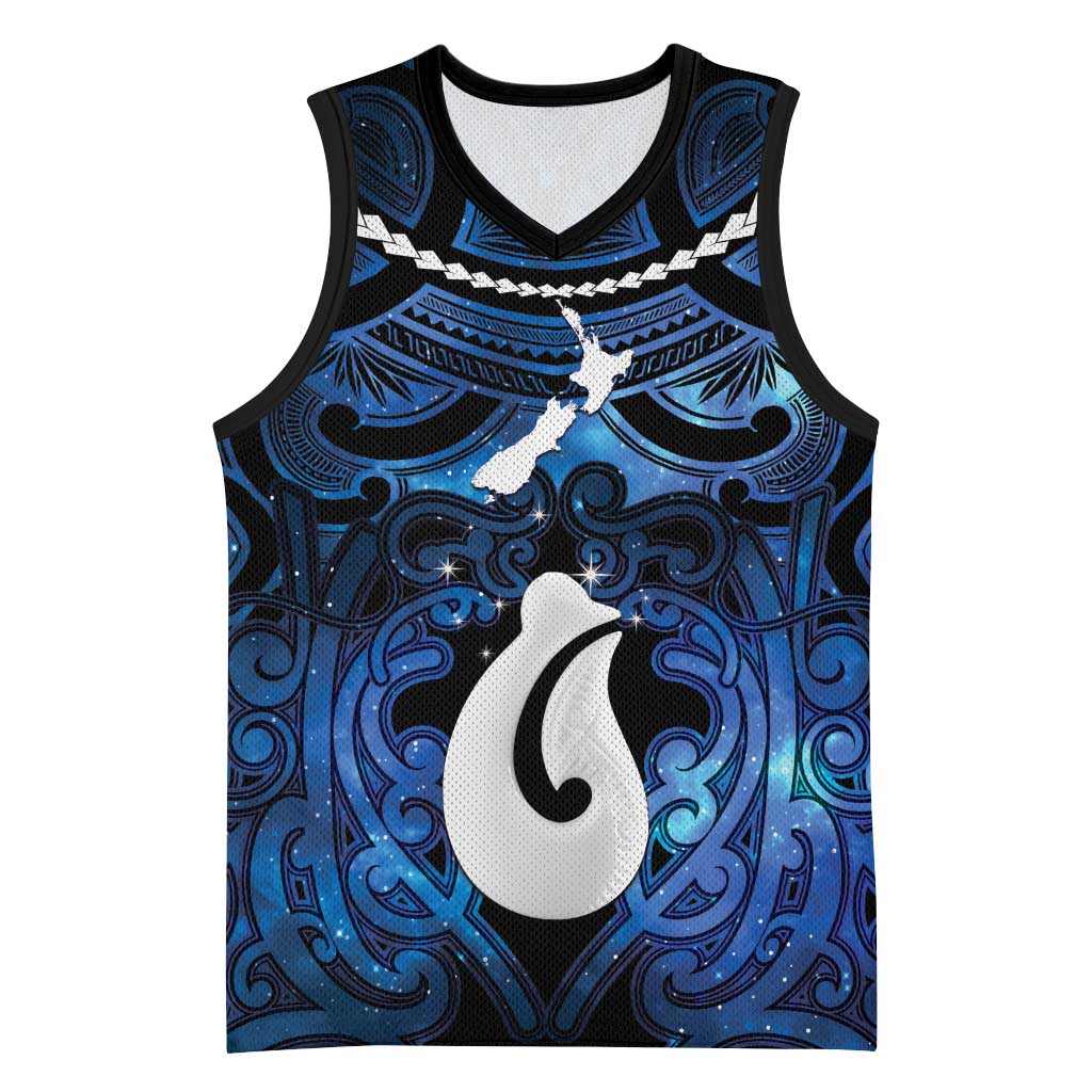 Personalized Maori Matariki Hei Matau Basketball Jersey Maori Kowhaiwhai Pattern Galaxy