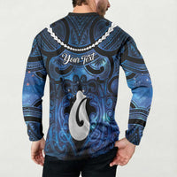 Personalized Maori Matariki Hei Matau Button Sweatshirt Maori Kowhaiwhai Pattern Galaxy