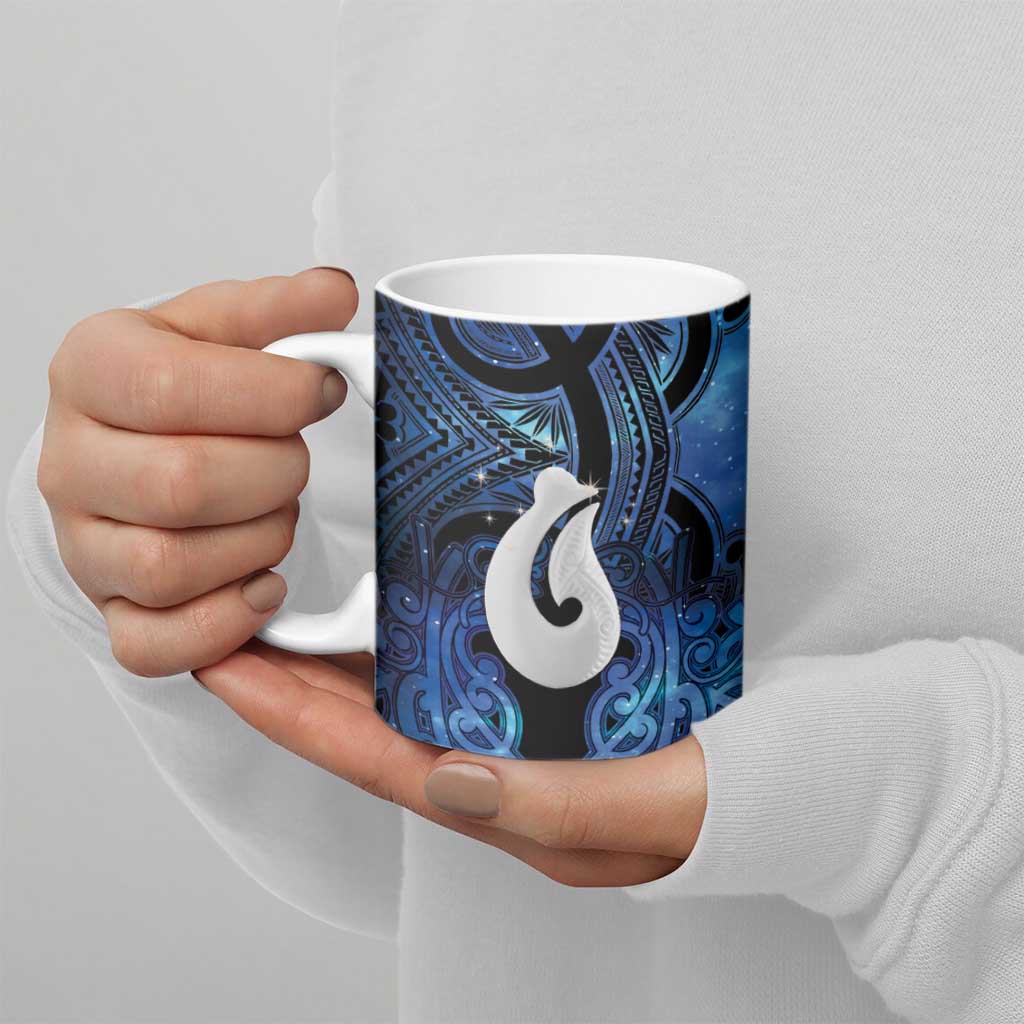 Personalized Maori Matariki Hei Matau Ceramic Mug Maori Kowhaiwhai Pattern Galaxy