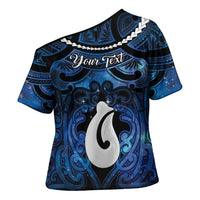 Personalized Maori Matariki Hei Matau Cross Shoulder Shirt Maori Kowhaiwhai Pattern Galaxy