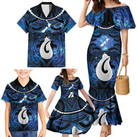 Personalized Maori Matariki Hei Matau Family Matching Mermaid Dress and Hawaiian Shirt Maori Kowhaiwhai Pattern Galaxy LT01 - Polynesian Pride