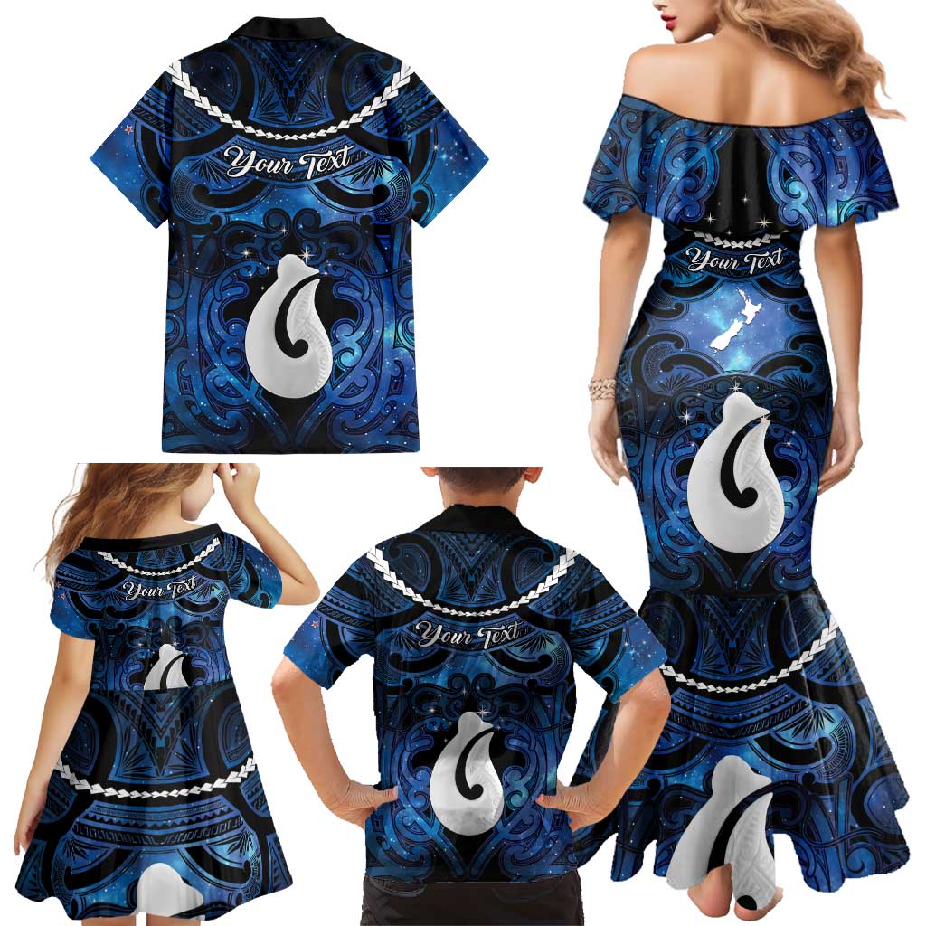 Personalized Maori Matariki Hei Matau Family Matching Mermaid Dress and Hawaiian Shirt Maori Kowhaiwhai Pattern Galaxy LT01 - Polynesian Pride