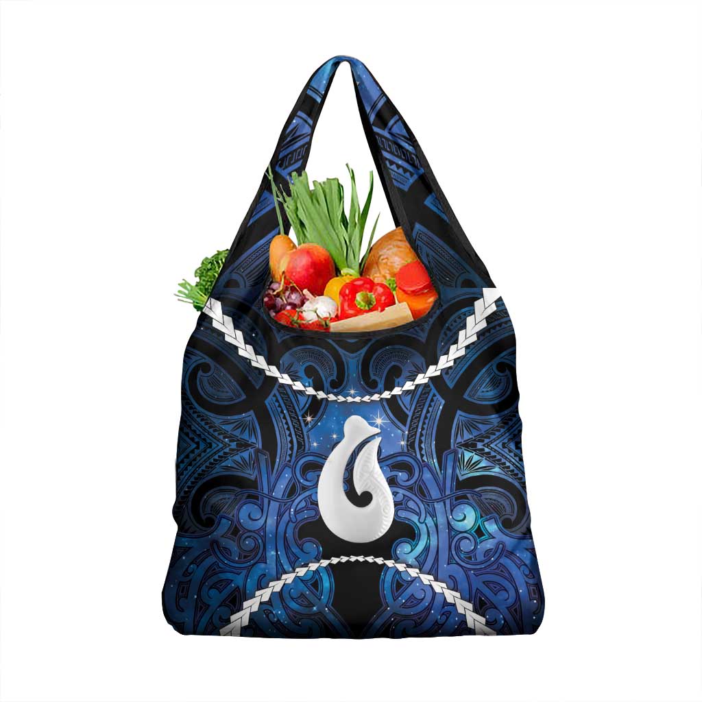 Maori Matariki Hei Matau Grocery Bag Maori Kowhaiwhai Pattern Galaxy