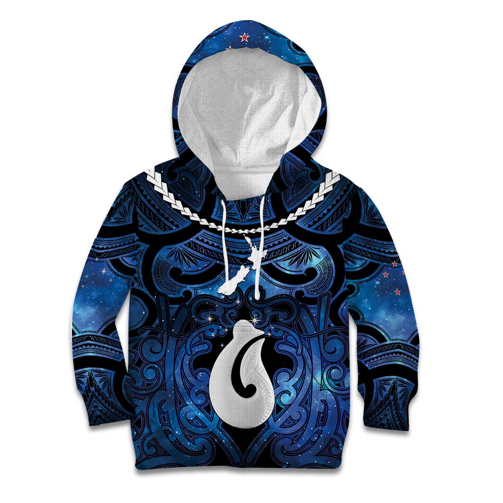 Personalized Maori Matariki Hei Matau Kid Hoodie Maori Kowhaiwhai Pattern Galaxy
