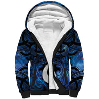 Personalized Maori Matariki Hei Matau Sherpa Hoodie Maori Kowhaiwhai Pattern Galaxy