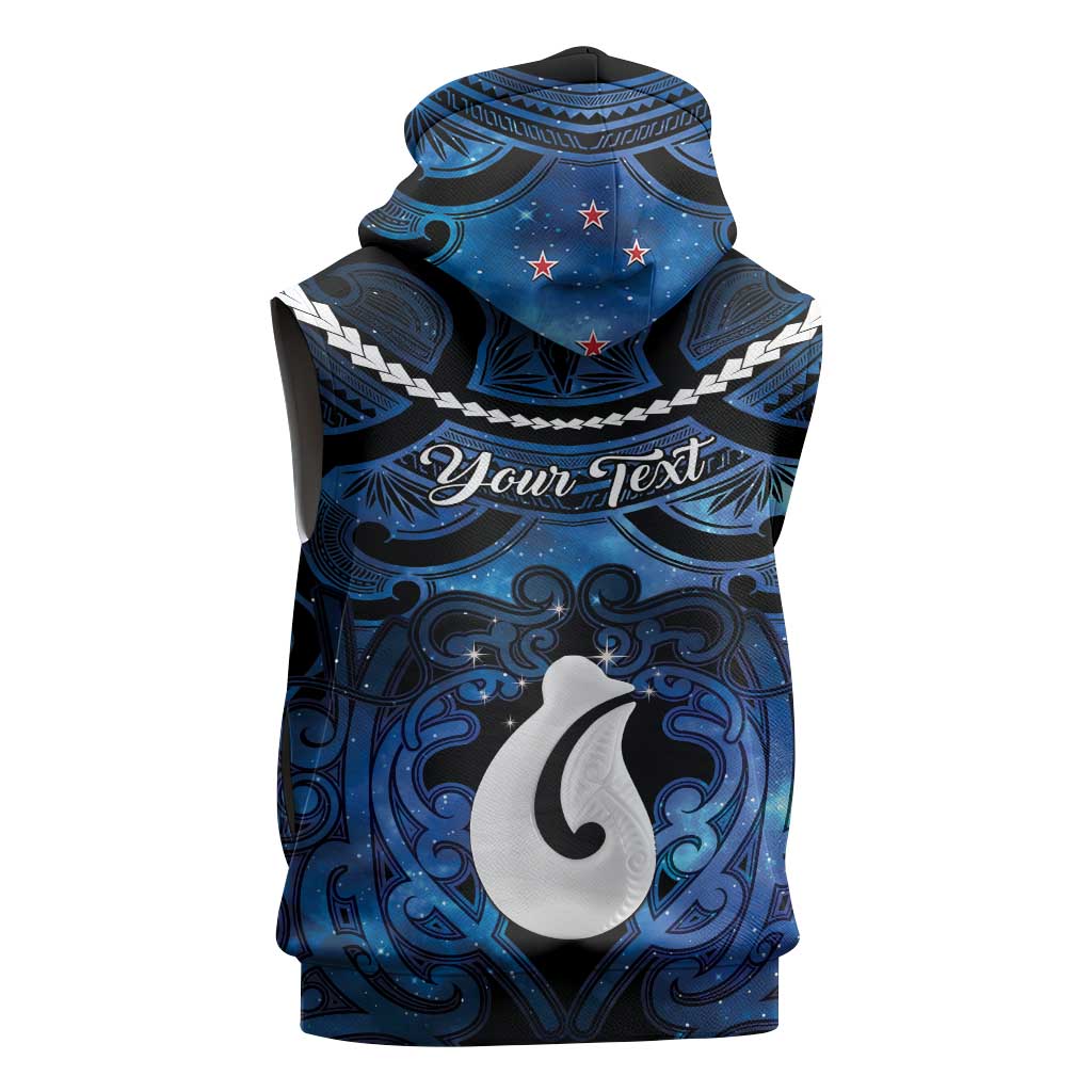 Personalized Maori Matariki Hei Matau Sleeveless Zip Hoodie Maori Kowhaiwhai Pattern Galaxy