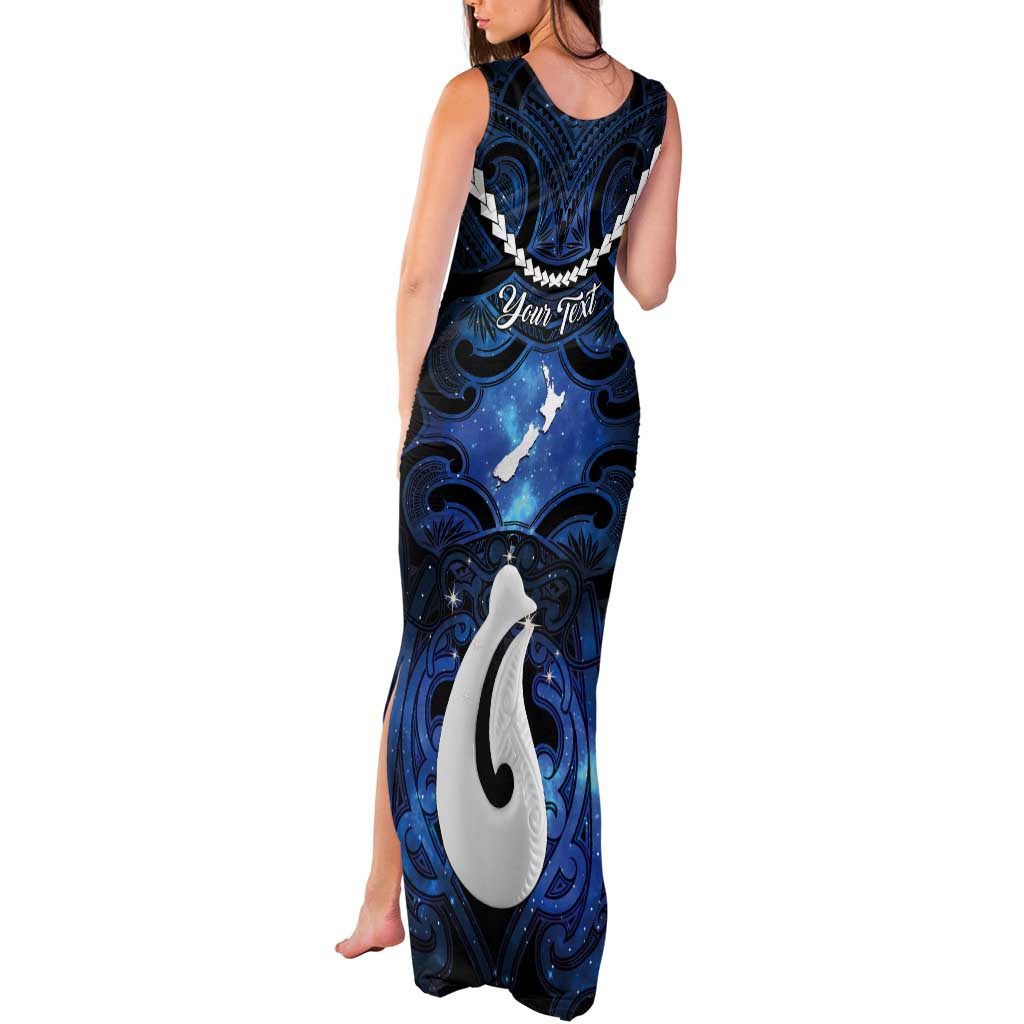 Personalized Maori Matariki Hei Matau Tank Maxi Dress Maori Kowhaiwhai Pattern Galaxy