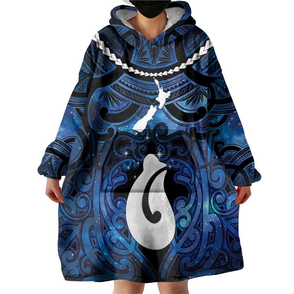 Personalized Maori Matariki Hei Matau Wearable Blanket Hoodie Maori Kowhaiwhai Pattern Galaxy