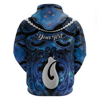 Personalized Maori Matariki Hei Matau Zip Hoodie Maori Kowhaiwhai Pattern Galaxy