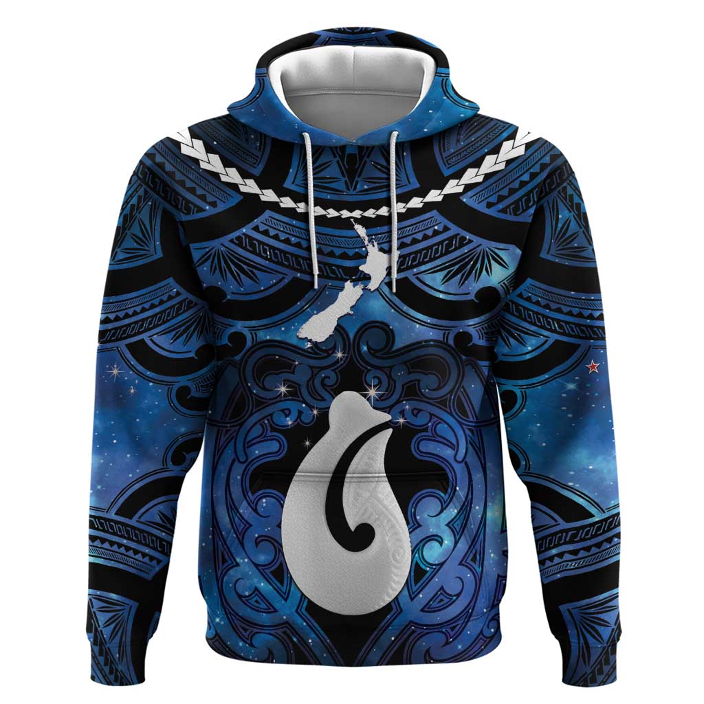 Personalized Maori Matariki Hei Matau Zip Hoodie Maori Kowhaiwhai Pattern Galaxy