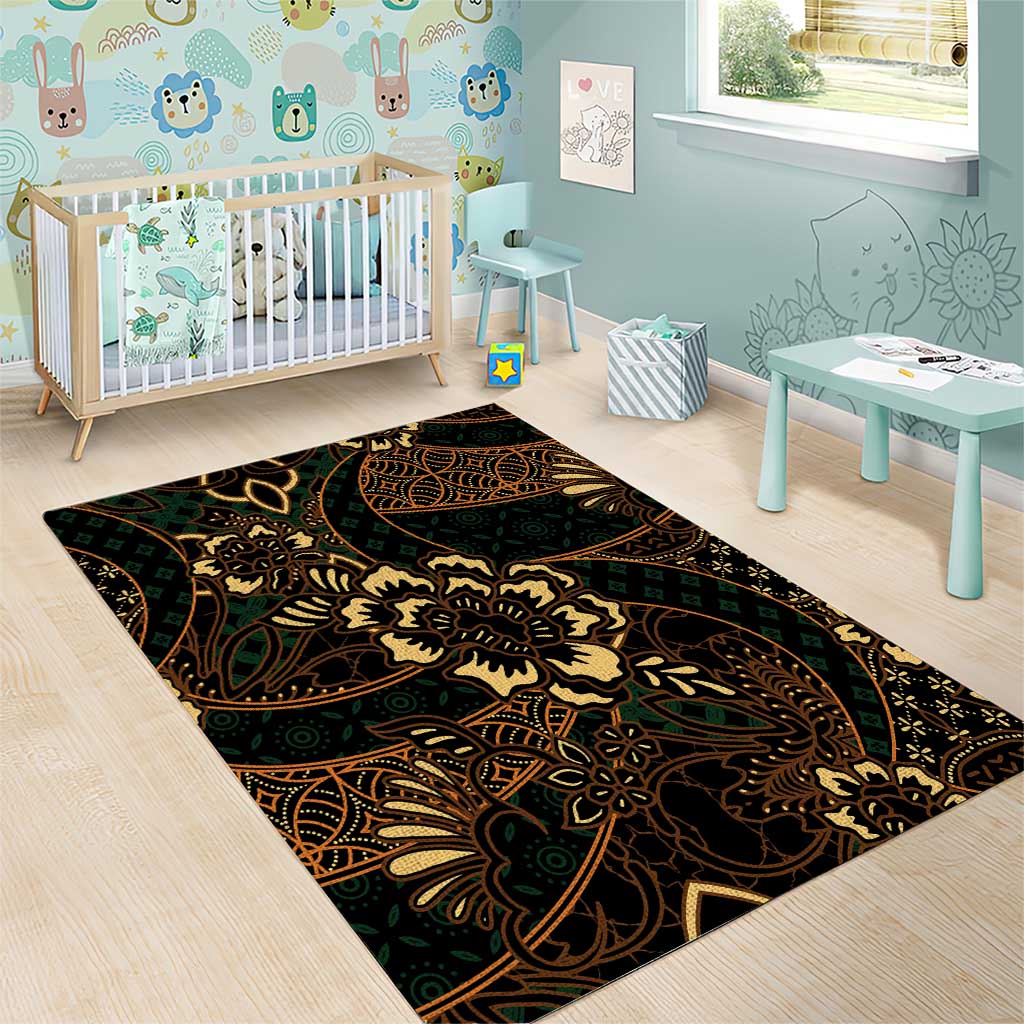 Indonesian Batik Pattern Vintage Brown Area Rug
