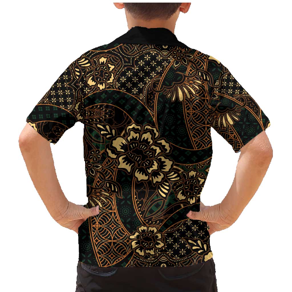 Indonesian Batik Pattern Vintage Brown Family Matching Mermaid Dress and Hawaiian Shirt