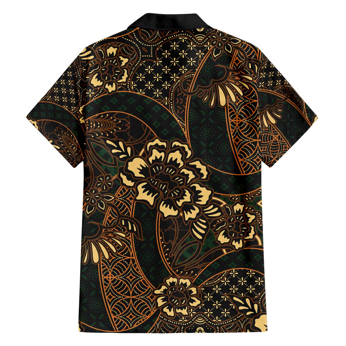 Indonesian Batik Pattern Vintage Brown Family Matching Off The Shoulder Long Sleeve Dress and Hawaiian Shirt
