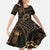 Indonesian Batik Pattern Vintage Brown Family Matching Off Shoulder Maxi Dress and Hawaiian Shirt