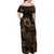 Indonesian Batik Pattern Vintage Brown Family Matching Off Shoulder Maxi Dress and Hawaiian Shirt