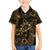 Indonesian Batik Pattern Vintage Brown Family Matching Off Shoulder Maxi Dress and Hawaiian Shirt
