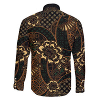 Indonesian Batik Pattern Vintage Brown Family Matching Off Shoulder Short Dress and Hawaiian Shirt