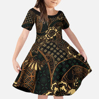 Indonesian Batik Pattern Vintage Brown Family Matching Puletasi and Hawaiian Shirt
