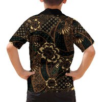 Indonesian Batik Pattern Vintage Brown Family Matching Summer Maxi Dress and Hawaiian Shirt