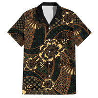 Indonesian Batik Pattern Vintage Brown Family Matching Tank Maxi Dress and Hawaiian Shirt