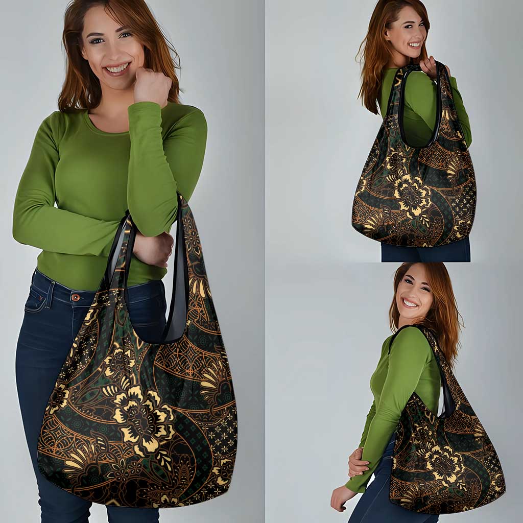 Indonesian Batik Pattern Vintage Brown Grocery Bag