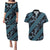 Indonesia Batik Pattern Couples Matching Puletasi and Hawaiian Shirt Blue Version