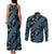 Indonesia Batik Pattern Couples Matching Tank Maxi Dress and Long Sleeve Button Shirt Blue Version