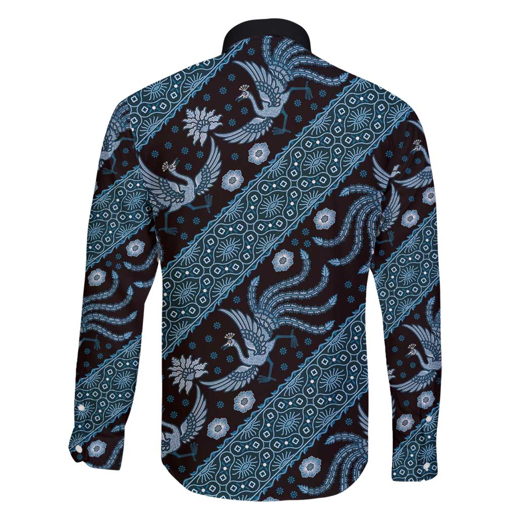 Indonesia Batik Pattern Family Matching Mermaid Dress and Hawaiian Shirt Blue Version