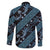 Indonesia Batik Pattern Family Matching Mermaid Dress and Hawaiian Shirt Blue Version