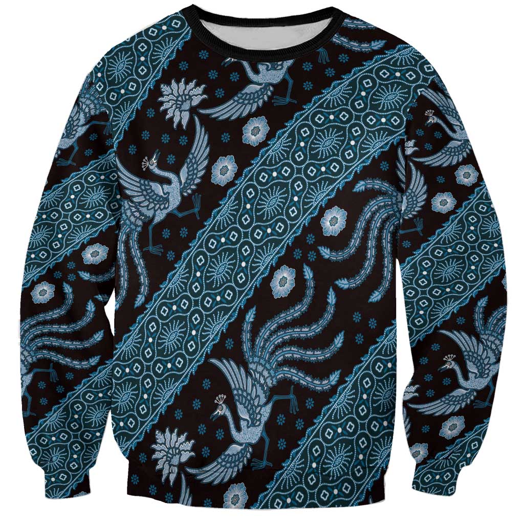 Indonesia Batik Pattern Sweatshirt Blue Version