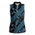 Indonesia Batik Pattern Women Sleeveless Polo Shirt Blue Version