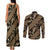 Indonesia Batik Pattern Couples Matching Tank Maxi Dress and Long Sleeve Button Shirt Gold Version