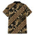 Indonesia Batik Pattern Family Matching Off Shoulder Maxi Dress and Hawaiian Shirt Gold Version