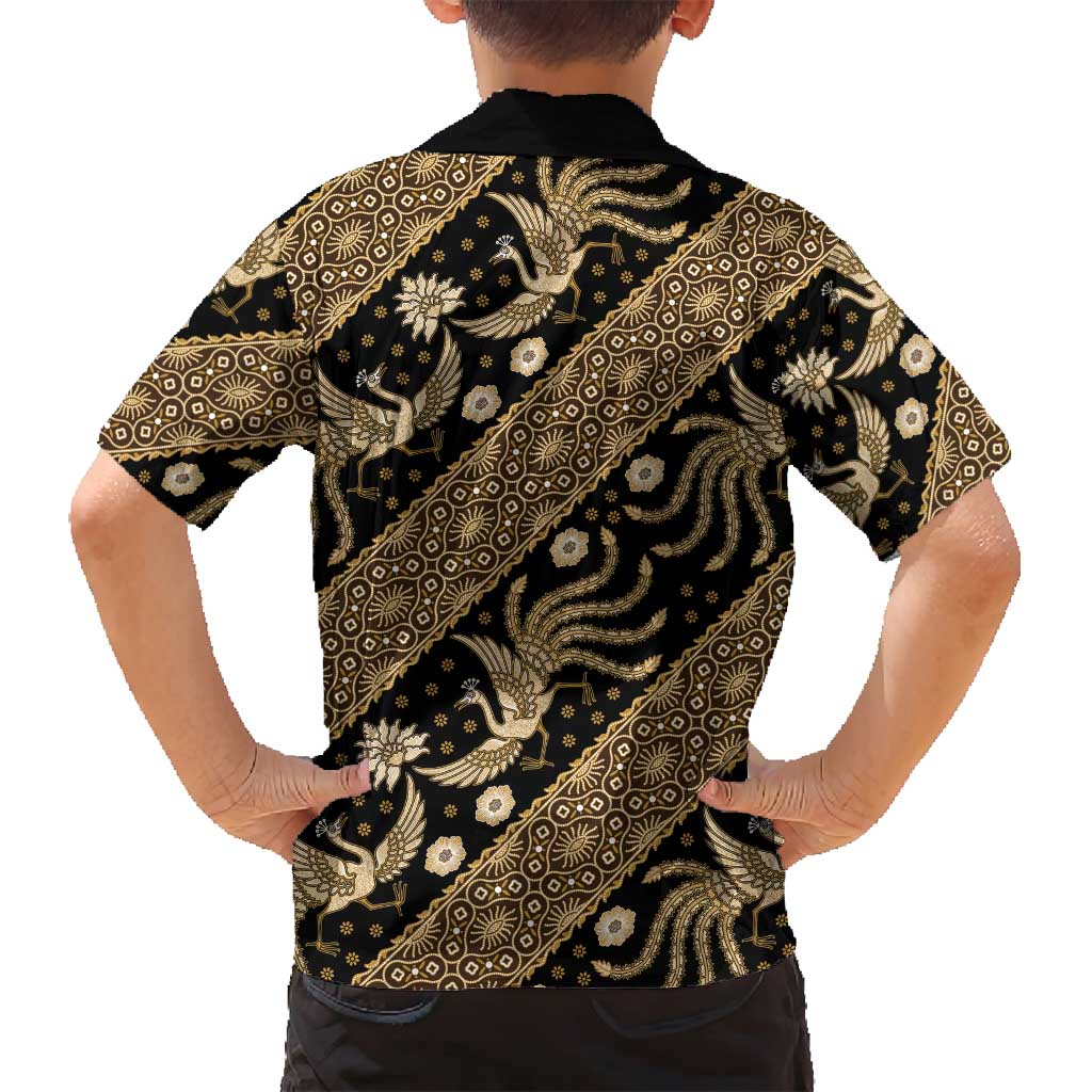 Indonesia Batik Pattern Family Matching Tank Maxi Dress and Hawaiian Shirt Gold Version LT01 - Polynesian Pride