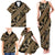 Indonesia Batik Pattern Family Matching Tank Maxi Dress and Hawaiian Shirt Gold Version