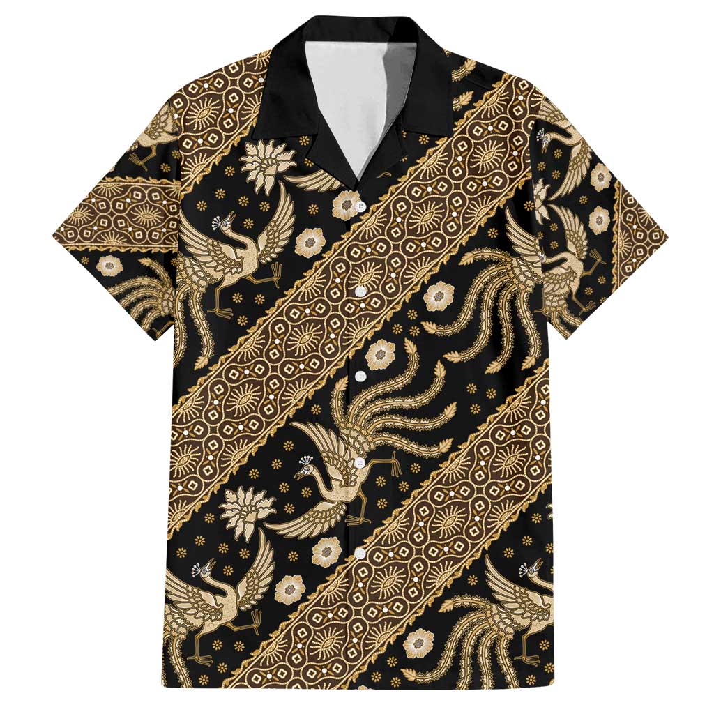 Indonesia Batik Pattern Family Matching Tank Maxi Dress and Hawaiian Shirt Gold Version LT01 Dad's Shirt - Short Sleeve Gold - Polynesian Pride