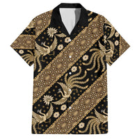 Indonesia Batik Pattern Family Matching Tank Maxi Dress and Hawaiian Shirt Gold Version LT01 Dad's Shirt - Short Sleeve Gold - Polynesian Pride