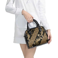 Indonesia Batik Pattern Shoulder Handbag Gold Version