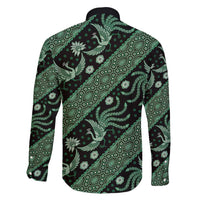 Indonesia Batik Pattern Family Matching Long Sleeve Bodycon Dress and Hawaiian Shirt Green Version