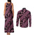 Indonesia Batik Pattern Couples Matching Tank Maxi Dress and Long Sleeve Button Shirt Pink Version