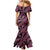 Indonesia Batik Pattern Family Matching Mermaid Dress and Hawaiian Shirt Pink Version