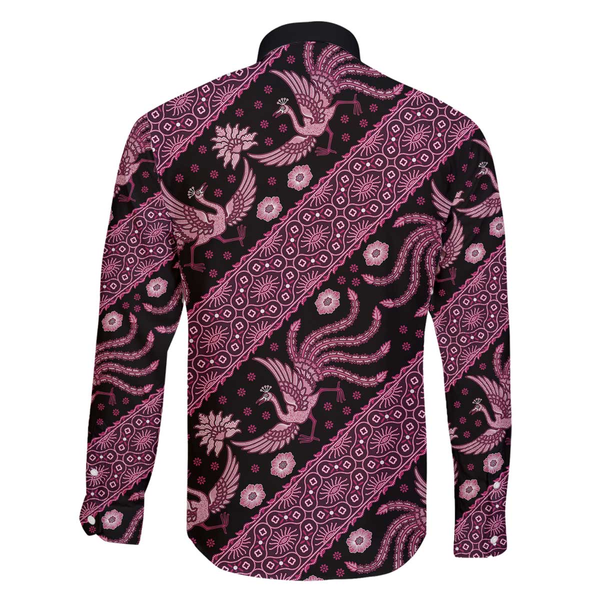 Indonesia Batik Pattern Family Matching Off Shoulder Short Dress and Hawaiian Shirt Pink Version