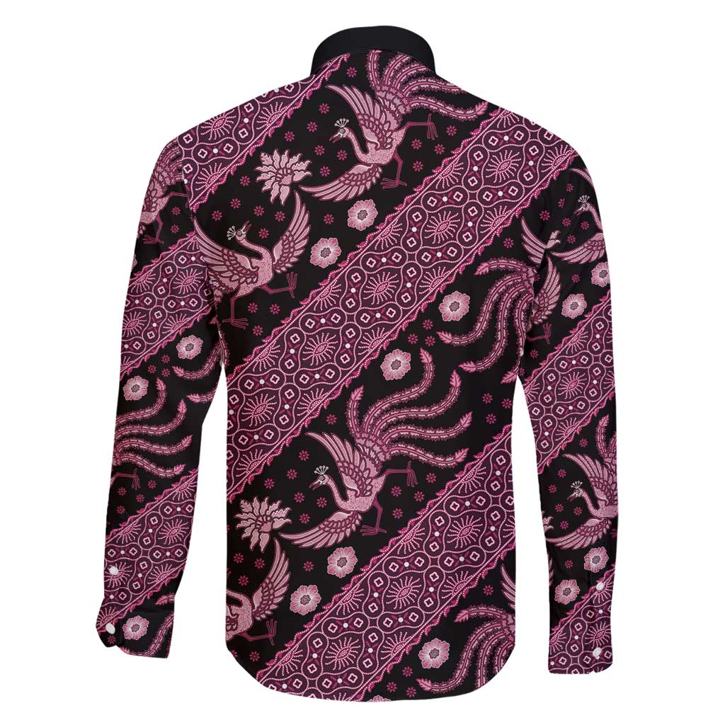 Indonesia Batik Pattern Family Matching Short Sleeve Bodycon Dress and Hawaiian Shirt Pink Version