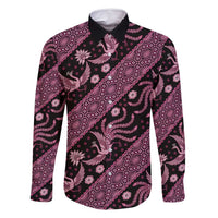 Indonesia Batik Pattern Family Matching Summer Maxi Dress and Hawaiian Shirt Pink Version
