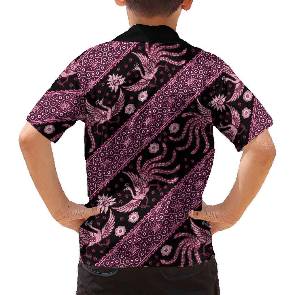 Indonesia Batik Pattern Family Matching Tank Maxi Dress and Hawaiian Shirt Pink Version