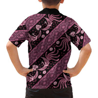Indonesia Batik Pattern Family Matching Tank Maxi Dress and Hawaiian Shirt Pink Version