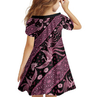 Indonesia Batik Pattern Family Matching Tank Maxi Dress and Hawaiian Shirt Pink Version