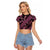Indonesia Batik Pattern Raglan Cropped T Shirt Pink Version