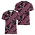 Indonesia Batik Pattern Women V-Neck T-Shirt Pink Version